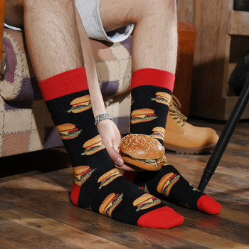 Burger Pizza Sushi Alien males Socks Fashion Cute Series Korean Harajuku Cartoon Funny Women Happy Cotton Cool Middle tube Socks