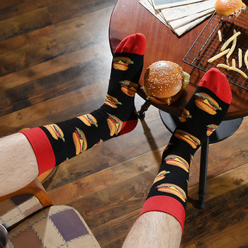 Burger Pizza Sushi Alien males Socks Fashion Cute Series Korean Harajuku Cartoon Funny Women Happy Cotton Cool Middle tube Socks