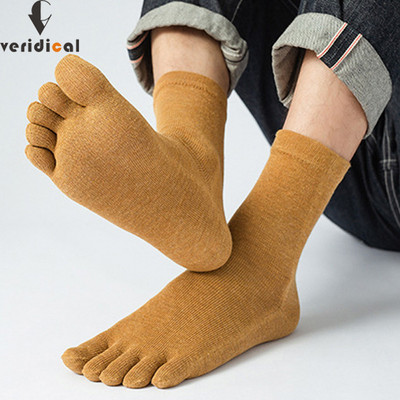 VERIDICAL Bărbat șosete scurte cu cinci degete din bumbac culoarea bomboană Mode de afaceri casual respirabili șosete fericite cu degete UE 38-44