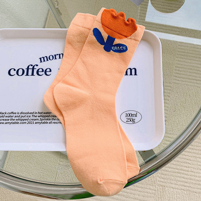 Γυναικείες κάλτσες Λουλούδι με μοτίβο κουνελιού Χαριτωμένο Kawaii Ιαπωνικό κορεατικό στιλ βαμβακερές Harajuku Αστείες αναπνέουσες περιστασιακές ανοιξιάτικες φλοράλ κάλτσες