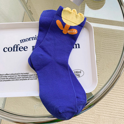 Γυναικείες κάλτσες Λουλούδι με μοτίβο κουνελιού Χαριτωμένο Kawaii Ιαπωνικό κορεατικό στιλ βαμβακερές Harajuku Αστείες αναπνέουσες περιστασιακές ανοιξιάτικες φλοράλ κάλτσες