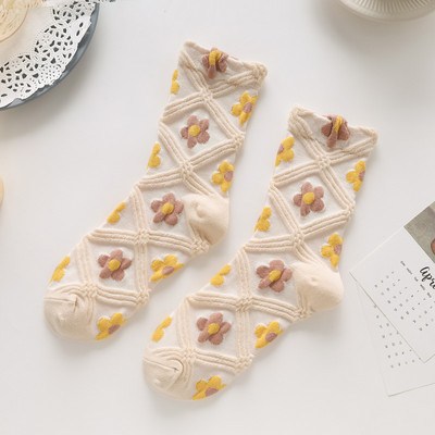 Γυναικείες κάλτσες Λουλούδι με μοτίβο κουνελιού Χαριτωμένο Kawaii Ιαπωνικό κορεατικό στιλ βαμβακερές Harajuku Αστείες αναπνέουσες περιστασιακές ανοιξιάτικες φλοράλ κάλτσες