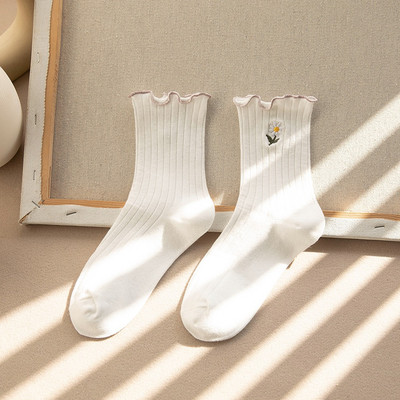 Γυναικείες κάλτσες Λουλούδι με μοτίβο κουνελιού Χαριτωμένο Kawaii Ιαπωνικό κορεατικό στιλ βαμβακερές Harajuku Αστείες αναπνέουσες περιστασιακές ανοιξιάτικες φλοράλ κάλτσες