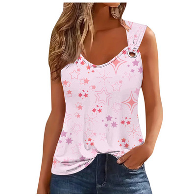 Μόδα ριγέ στάμπα σέξι μπλουζάκι για γυναίκες 2024 Καλοκαιρινό αμάνικο φανελάκι Femme Casual T-shirt Casual Tshirt Γυναικεία μπλουζάκια