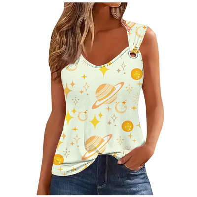 Μόδα ριγέ στάμπα σέξι μπλουζάκι για γυναίκες 2024 Καλοκαιρινό αμάνικο φανελάκι Femme Casual T-shirt Casual Tshirt Γυναικεία μπλουζάκια