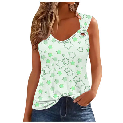 Μόδα ριγέ στάμπα σέξι μπλουζάκι για γυναίκες 2024 Καλοκαιρινό αμάνικο φανελάκι Femme Casual T-shirt Casual Tshirt Γυναικεία μπλουζάκια