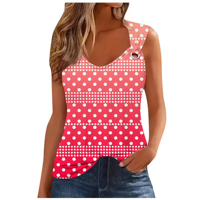 Μόδα ριγέ στάμπα σέξι μπλουζάκι για γυναίκες 2024 Καλοκαιρινό αμάνικο φανελάκι Femme Casual T-shirt Casual Tshirt Γυναικεία μπλουζάκια