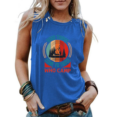 Camașă de vară pentru femei, cu model Camper, pentru exterior, ocazională, pentru femei