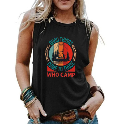 Camașă de vară pentru femei, cu model Camper, pentru exterior, ocazională, pentru femei