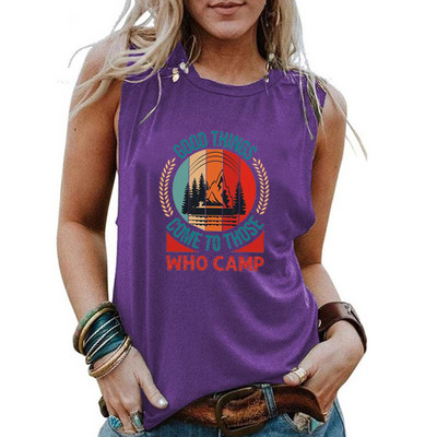 Camașă de vară pentru femei, cu model Camper, pentru exterior, ocazională, pentru femei