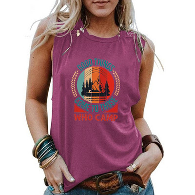 Camașă de vară pentru femei, cu model Camper, pentru exterior, ocazională, pentru femei