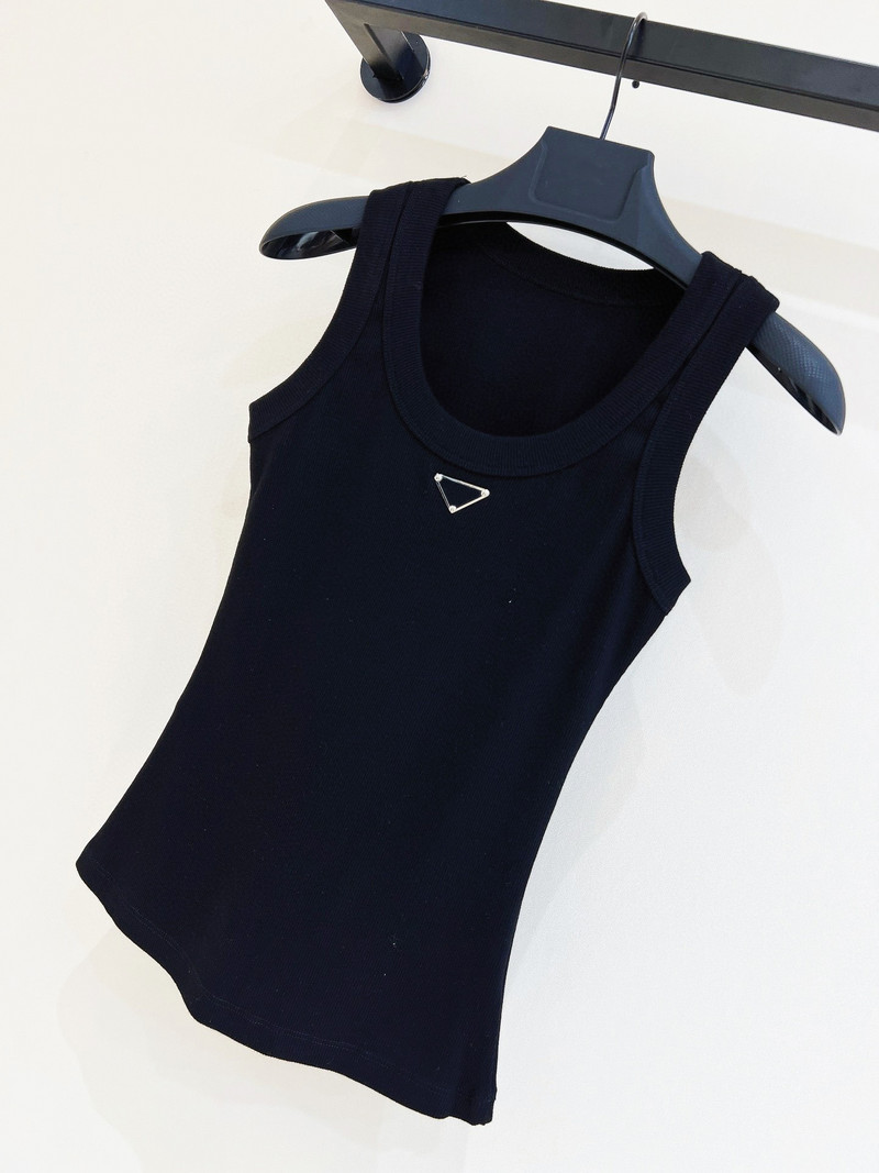 2024 Noi Vestă pentru femei LOGO metal Cămașă casual Cămașă pentru femei Tricouri din bumbac înalt elastic Topuri pentru femei Maiuri pentru femei de vară 4 culori SML