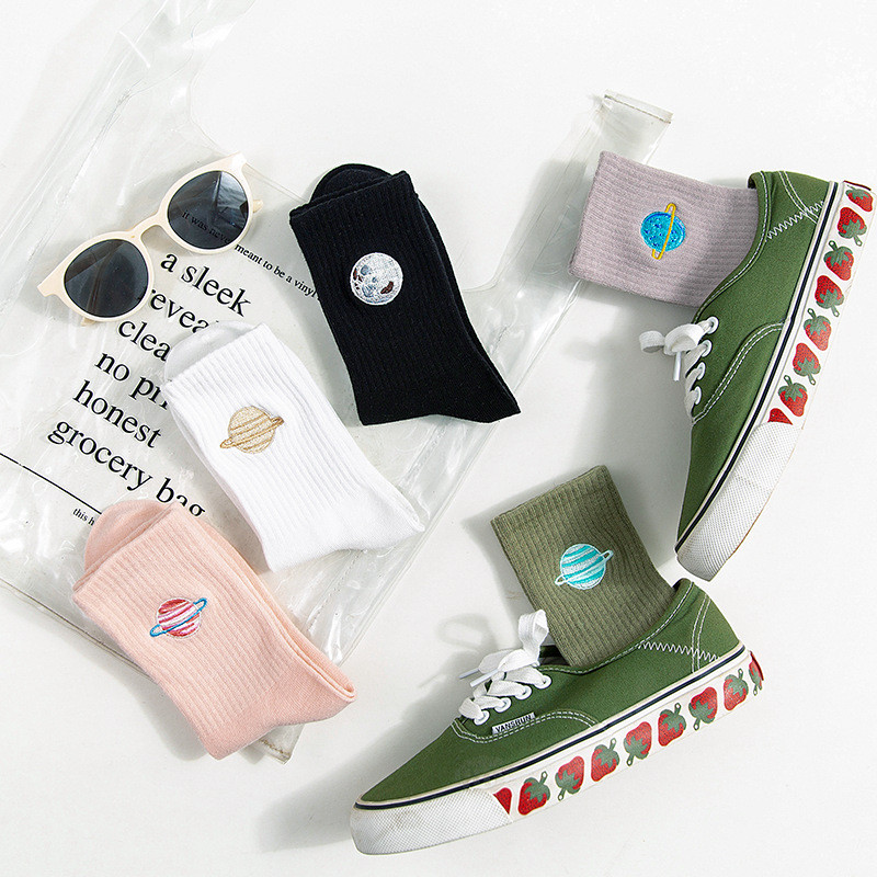 Φθινοπωρινό χαριτωμένο γιαπωνέζικο Harajuku Γυναικεία Κάλτσες Planet Magic Array Κέντημα Μακριές κάλτσες Κορεάτικες Γυναικείες Κορίτσια Kawaii