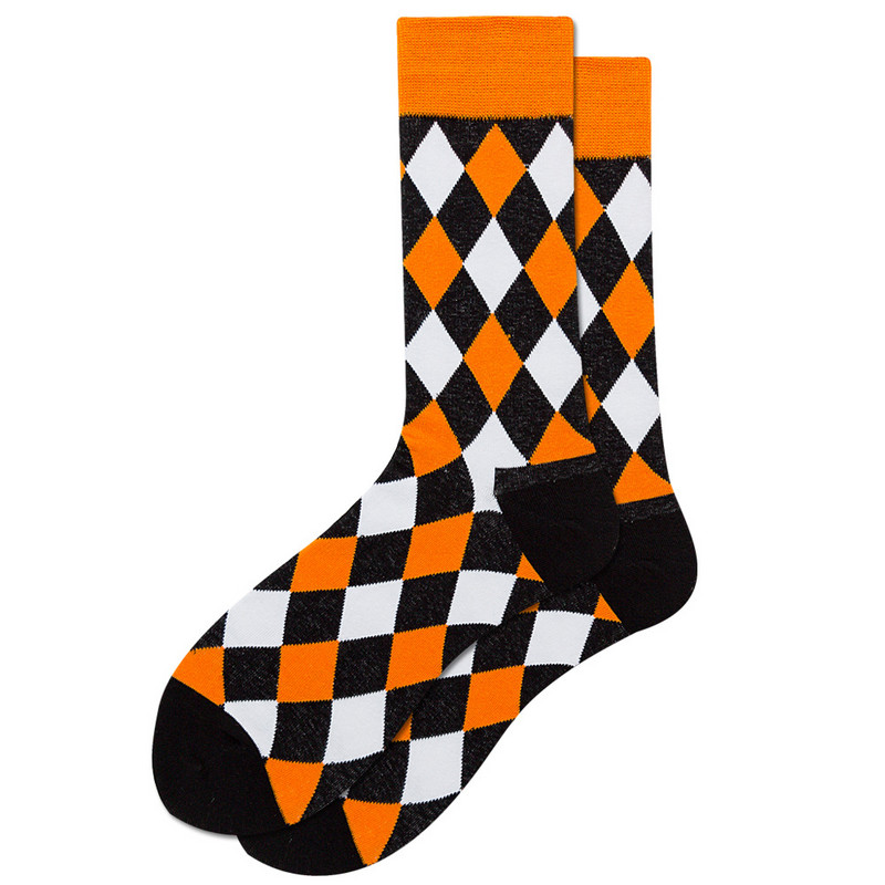 Šarene muške čarape Harajuku Šareni sretni smiješni simbol Međunarodna šahovska geometrijska formula Pamučna čarapa Božićni dar
