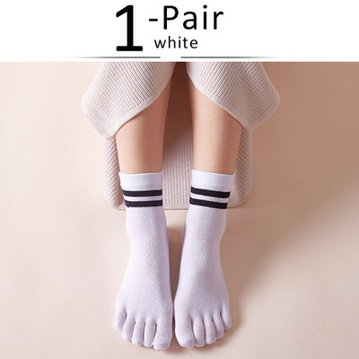 Șosete scurte de la patru anotimpuri cu degetele de la picioare Femeie Fată Bumbac în dungi Solid Respirabil, moale, elastic, Șosete Harajuku cu 5 degete