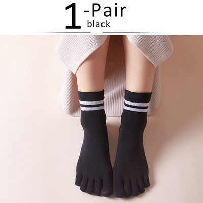 Șosete scurte de la patru anotimpuri cu degetele de la picioare Femeie Fată Bumbac în dungi Solid Respirabil, moale, elastic, Șosete Harajuku cu 5 degete