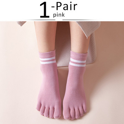Șosete scurte de la patru anotimpuri cu degetele de la picioare Femeie Fată Bumbac în dungi Solid Respirabil, moale, elastic, Șosete Harajuku cu 5 degete