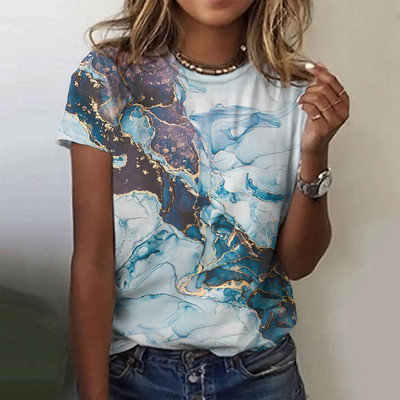 Divatnyomtatás felső női rövid ujjú utcai viselet nyári póló Női divat alkalmi O nyakú pólók Y2k nagyméretű női ruházat