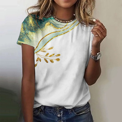 Divatnyomtatás felső női rövid ujjú utcai viselet nyári póló Női divat alkalmi O nyakú pólók Y2k nagyméretű női ruházat