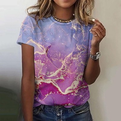 Divatnyomtatás felső női rövid ujjú utcai viselet nyári póló Női divat alkalmi O nyakú pólók Y2k nagyméretű női ruházat