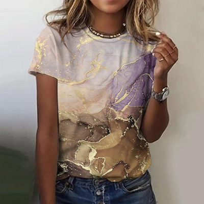 Divatnyomtatás felső női rövid ujjú utcai viselet nyári póló Női divat alkalmi O nyakú pólók Y2k nagyméretű női ruházat