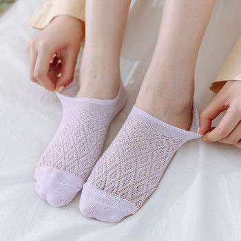 5 чифта летни дамски мрежести невидими чорапи Твърди дишащи нехлъзгащи се чорапи с ниско изрязване Тънки женски чехли без видими чорапи