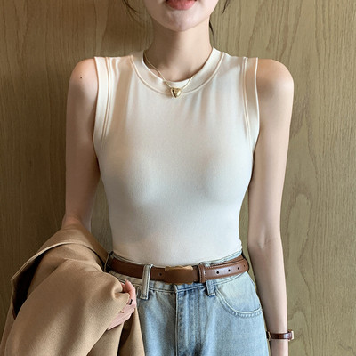 Primăvară, vară, maiou pentru femei, ocazional, cu camis, vestă, subțire, solidă, interioară, fără mâneci, cu fundul, corset.