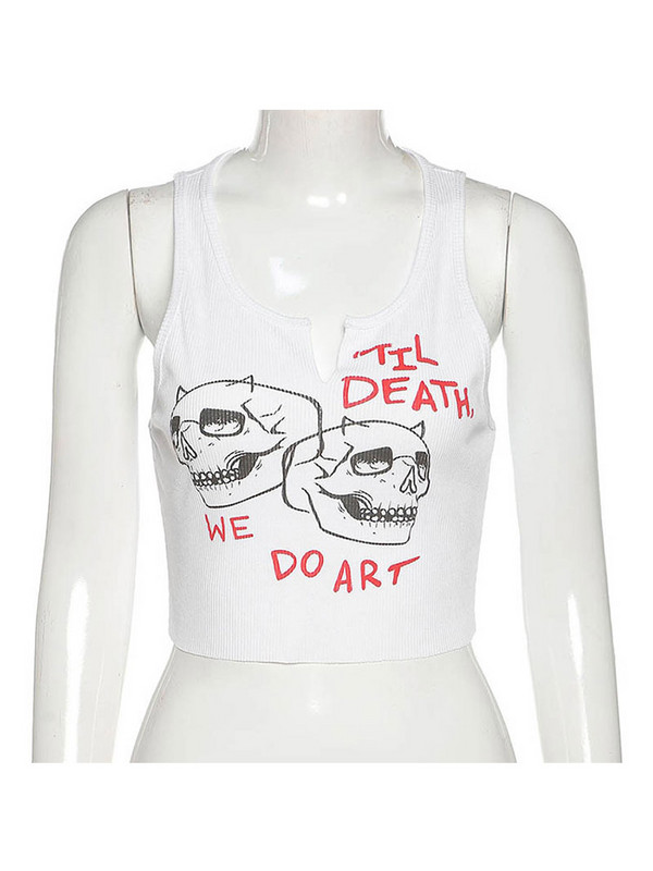 Esteetilised graafilised kübertänavarõivad, naiste šikid varrukateta spordipüksid, 2023. aasta Harajuku kitsad kärbitud topid Camisole