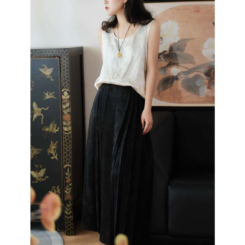 Kínai stílusú ujjatlan nyári új, egyszínű, legény nyakú jacquard pulóverek, alkalmi divat, bő, ingázó női mellény felső