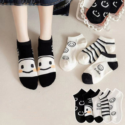 5 perechi/lot șosete damă scurte glezne decolteat set neprezentare set bumbac alb cute hearts sport de vară școală cu volane imprimeu cu volane