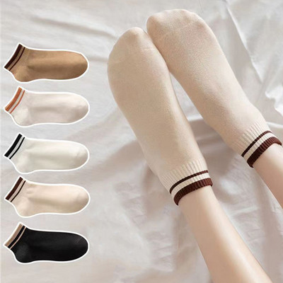 5 perechi/lot șosete damă scurte glezne decolteat set neprezentare set bumbac alb cute hearts sport de vară școală cu volane imprimeu cu volane