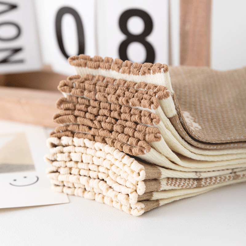 5 perechi/lot șosete damă scurte glezne decolteat set neprezentare set bumbac alb cute hearts sport de vară școală cu volane imprimeu cu volane