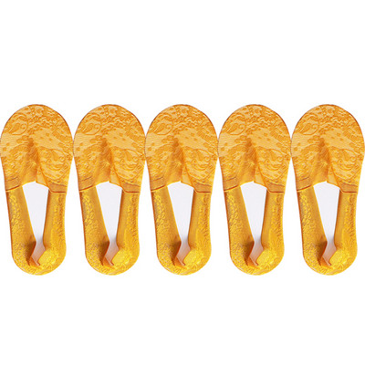 5 pari/komplet čarapa Ženske modne ljetne nevidljive kratke čarape s gležnjačima, neklizajuće bijele čamce