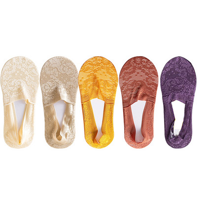 5 pari/komplet čarapa Ženske modne ljetne nevidljive kratke čarape s gležnjačima, neklizajuće bijele čamce