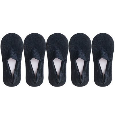 5 pari/komplet čarapa Ženske modne ljetne nevidljive kratke čarape s gležnjačima, neklizajuće bijele čamce