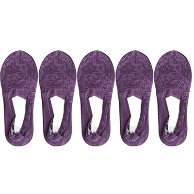 5 pari/komplet čarapa Ženske modne ljetne nevidljive kratke čarape s gležnjačima, neklizajuće bijele čamce