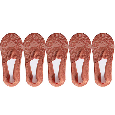 5 pari/komplet čarapa Ženske modne ljetne nevidljive kratke čarape s gležnjačima, neklizajuće bijele čamce