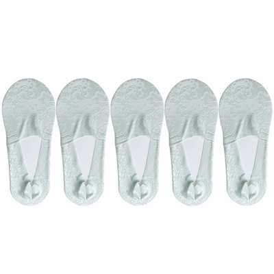 5 pari/komplet čarapa Ženske modne ljetne nevidljive kratke čarape s gležnjačima, neklizajuće bijele čamce