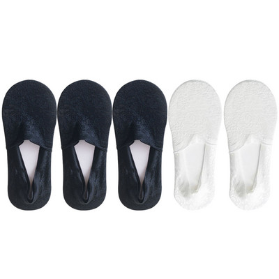 5 pari/komplet čarapa Ženske modne ljetne nevidljive kratke čarape s gležnjačima, neklizajuće bijele čamce