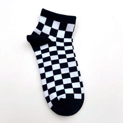 Korejske Harajuku modne šahovnice Muške čarape Ulični sportski print Čarape za skateboard Hip hop Ženske kratke čarape