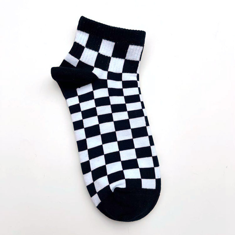Korejske Harajuku modne šahovnice Muške čarape Ulični sportski print Čarape za skateboard Hip hop Ženske kratke čarape