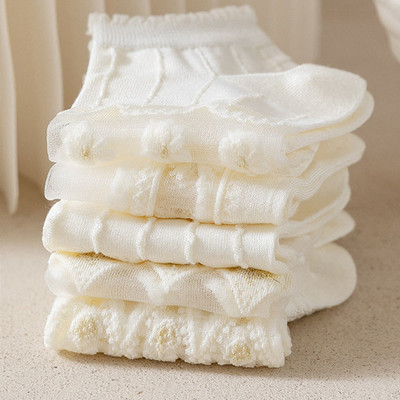 5 perechi/lot șosete damă vară transparent scurt alb tub joasă set șosete cool cu imprimeu drăguț gleznă husă picior modă nou kawaii