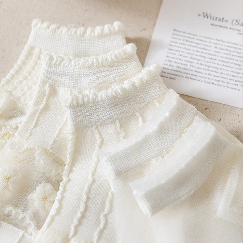 5 perechi/lot șosete damă vară transparent scurt alb tub joasă set șosete cool cu imprimeu drăguț gleznă husă picior modă nou kawaii