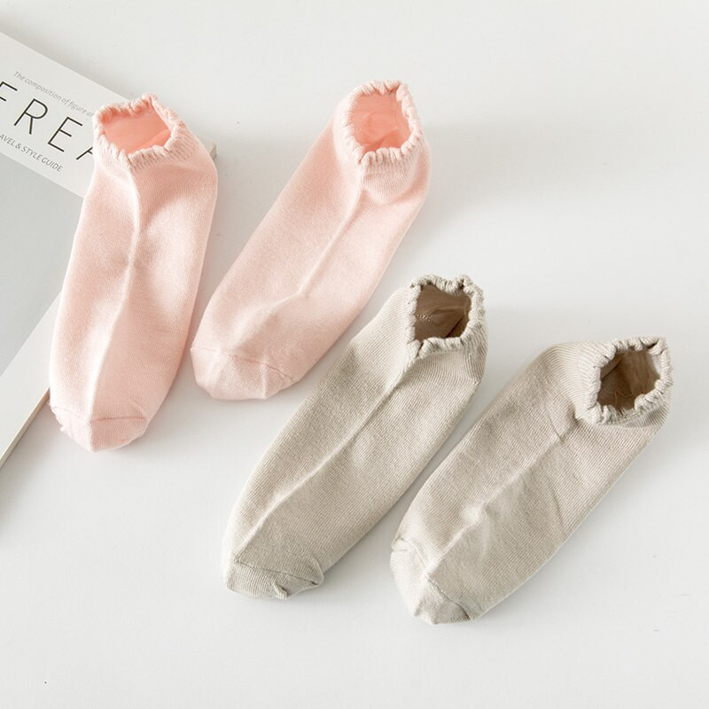 5 ζευγάρια γυναικείες κοντές κάλτσες με καλοκαιρινό φούσκα Λεπτές μονόχρωμες κάλτσες τεσσάρων εποχών, χαριτωμένες κάλτσες για σκάφος, μοντέρνες κάλτσες