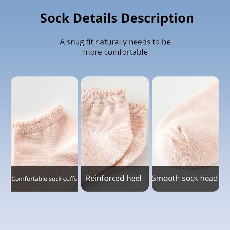 5 ζευγάρια γυναικείες κοντές κάλτσες με καλοκαιρινό φούσκα Λεπτές μονόχρωμες κάλτσες τεσσάρων εποχών, χαριτωμένες κάλτσες για σκάφος, μοντέρνες κάλτσες