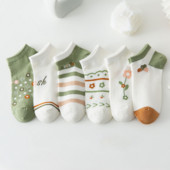 5 paari naiste armsad prinditud sokid lilled neli aastaaega pahkluu, lühikesed sokid, Calcetines Mujer, madala lõikega suvekevad