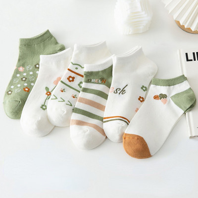 5 paari naiste armsad prinditud sokid lilled neli aastaaega pahkluu, lühikesed sokid, Calcetines Mujer, madala lõikega suvekevad