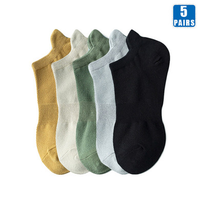 5 perechi de șosete din bumbac pentru femei, glezne scurte, de înaltă calitate, respirabile, de vară, de compresie, ocazional, de modă, șosete decoltate pentru femei