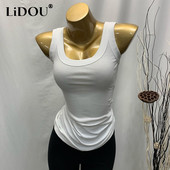 Vară 2023, cu gât rotund, fără mâneci, din bumbac, veste cu filet, femei, stil coreean, ocazional, subțire, confortabil, cu aerisire.