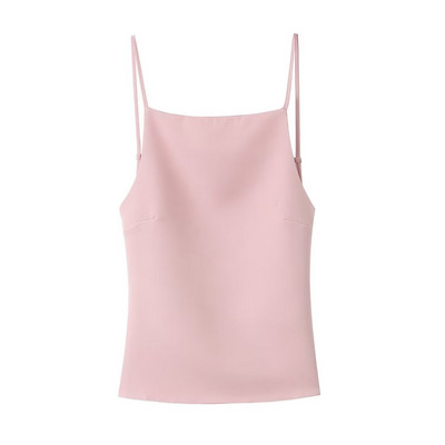 TRAF 2024 tavaszi női szexi hát nélküli divat, ujjatlan, egyszínű ferde nyak, Y2K sokoldalú karcsú kauzális függesztő kausal camis